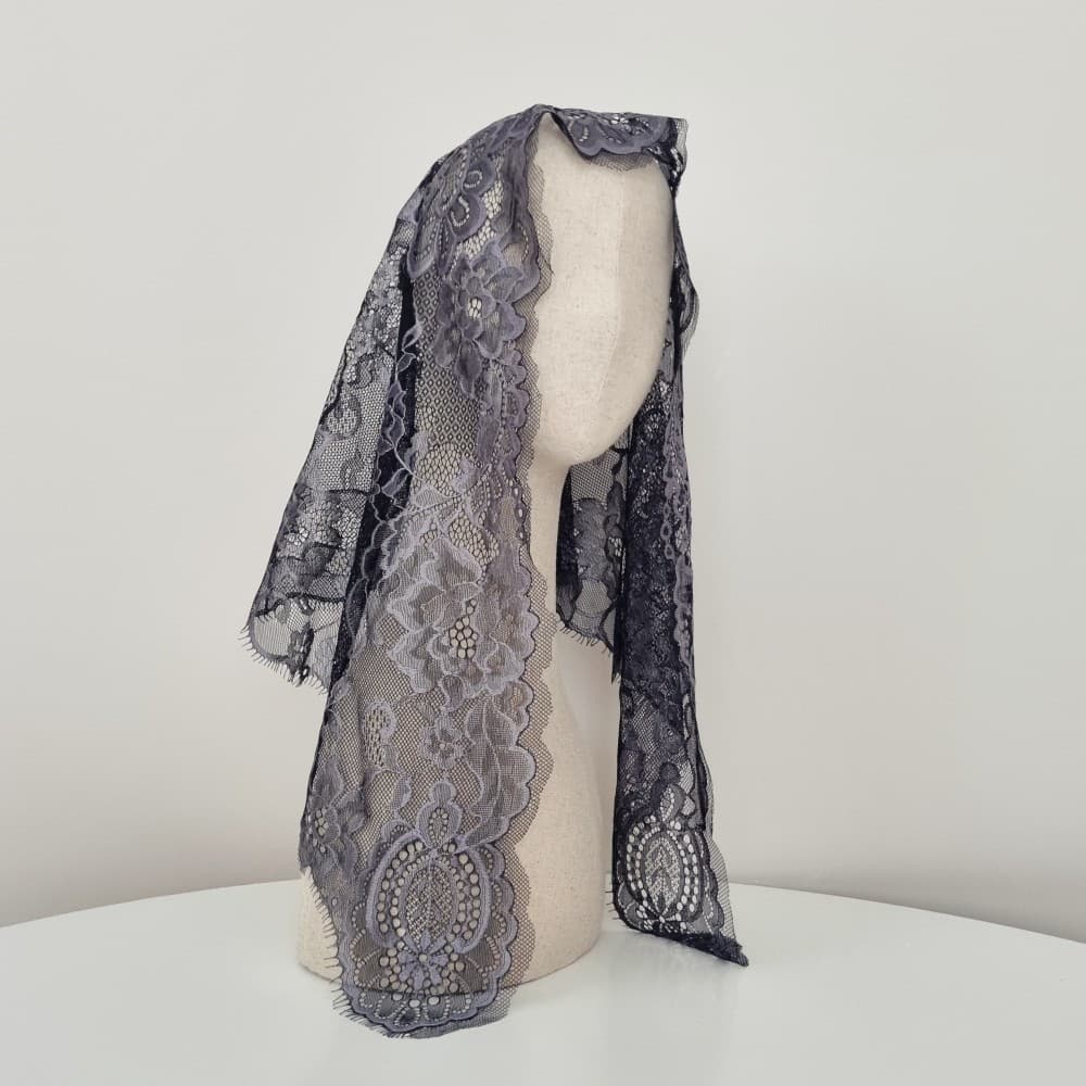Cecilia Deep Black lace chapel veil