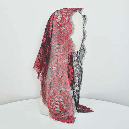 Rosaria Black Red chapel veil