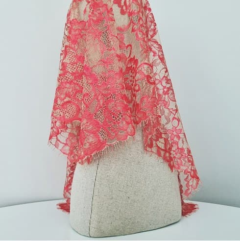 Rosaria Champagne Red chapel veil